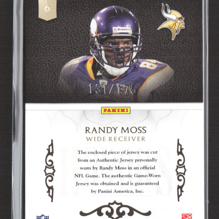 2010 Panini Plates & Patches Honors Randy Moss #6 Game-Worn Jersey 131/175