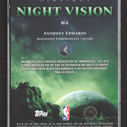 2025 Topps Midnight Anthony Edwards #NV-4 Night Vision 1/1