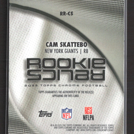 2025 Topps Chrome Rookie Relics Cam Skattebo #RR-CS Patch RC 87/99