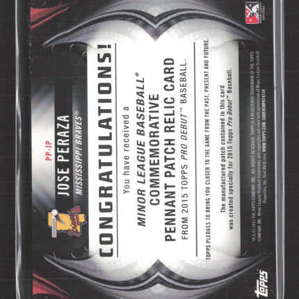 2015 Topps Pro Debut Jose Peraza #PP-JP Commemorative Pennant Patch Relic