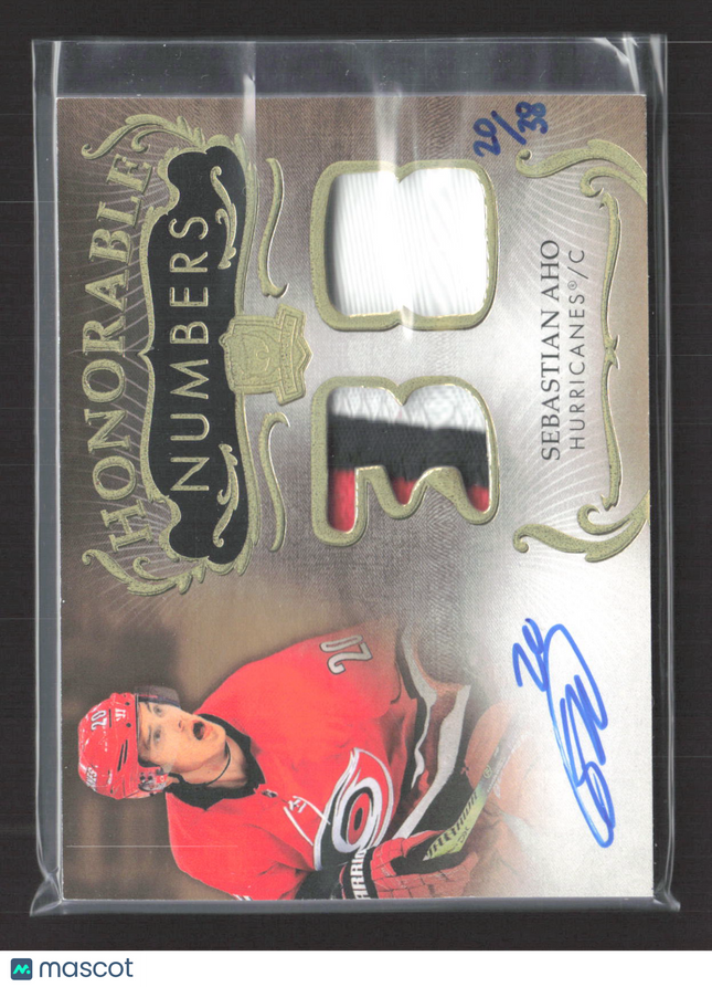 2023 Upper Deck The Cup Honorable Numbers Sebastian Aho #HR-SA Patch Auto /38