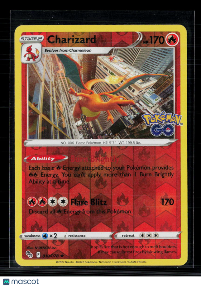 Pokemon 2022 GO Charizard #10/78 Reverse Foil