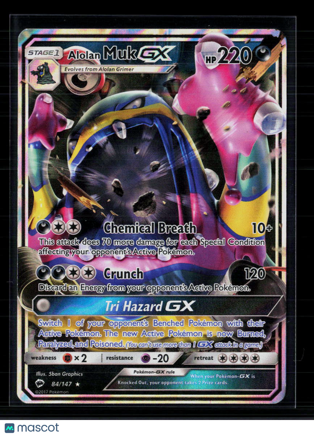 Pokemon 2017 Burning Shadows Alolan Muk GX #84/147