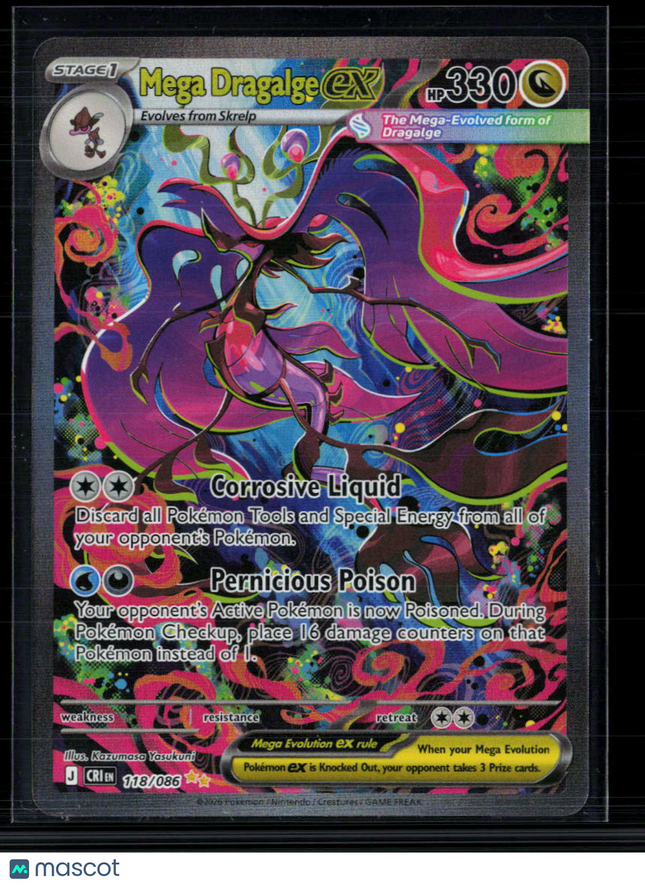 Pokemon 2026 Mega Evolution – Chaos Rising Mega Dragalge EX SAR #118/86