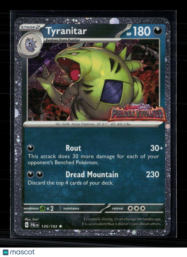 Pokemon 2023 Paldea Evolved Tyranitar #135/193