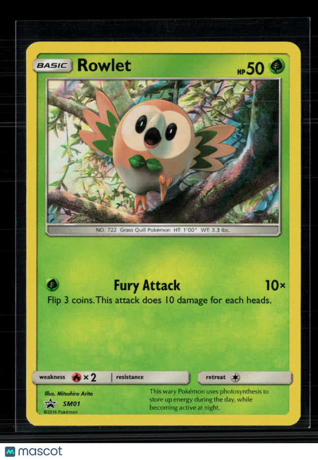 Pokemon 2017 Sun & Moon Rowlet #SM01