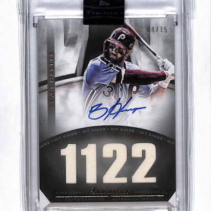 2021 Topps Luminaries Hit Kings Bryce Harper #HKAR-BH Jersey 04/15 Auto