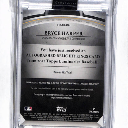 2021 Topps Luminaries Hit Kings Bryce Harper #HKAR-BH Jersey 04/15 Auto