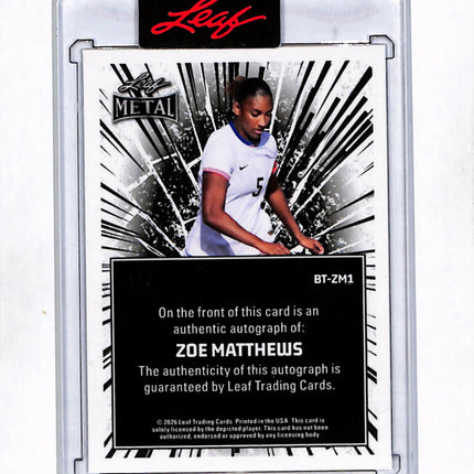 2026 Leaf Metal Zoe Matthews #BT-ZM1 Purple Shimmer Auto /2