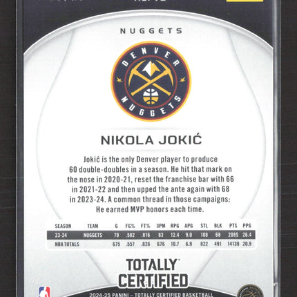 2025 Panini Totally Certified Nikola Jokic #19 Gold 10/10
