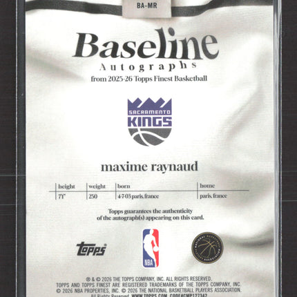 2026 Topps Finest Baseline Autographs Maxime Raynaud #BA-MR RC 41/50 Auto