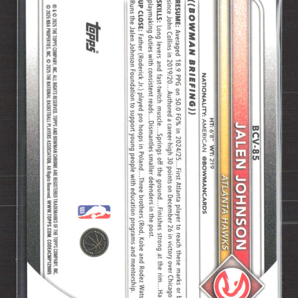 2025 Topps Bowman Chrome University Jalen Johnson #BCV-85 Black X-Fractor 02/10