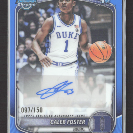 2025 Bowman Chrome University Caleb Foster #CPA-CF Blue Refractor /150 Auto