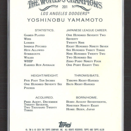 2024 Topps Allen & Ginter Yoshinobu Yamamoto #201 X-Fractor RC