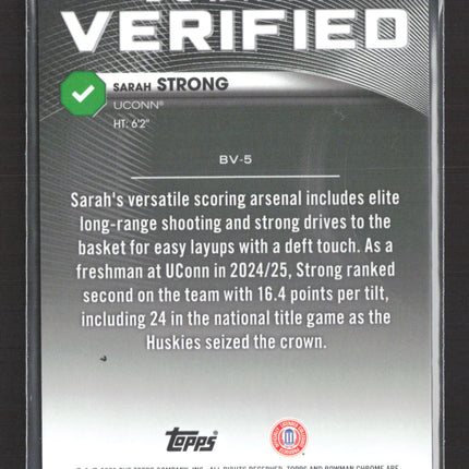2025 Bowman Chrome University Verified Sarah Strong #BV-5 Orange Refractor /25
