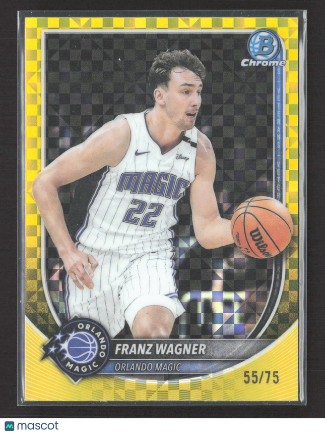 2025 Topps Bowman Chrome University Franz Wagner #BCV-95 Yellow X-fractor 55/75