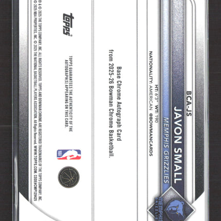 2025 Topps Bowman Chrome Javon Small #BCA-JS RC Auto