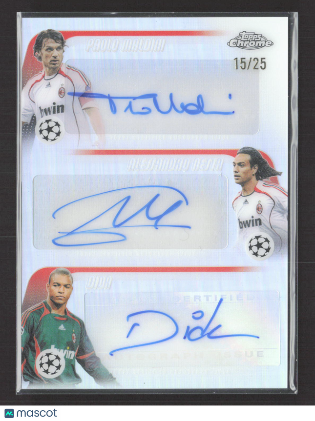 2026 Topps Chrome UEFA Paolo Maldini Dida Alessandro Nesta Triple 15/25 Auto