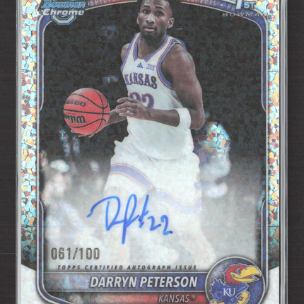 2025 Bowman Chrome University Darryn Peterson Speckle Refractor /100 1st Auto