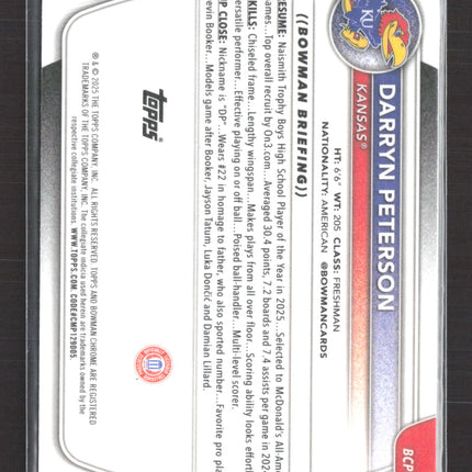 2025 Bowman Chrome University Darryn Peterson #BCP-2 Reptilian