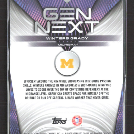 2025 Bowman Chrome University Gen Next Winters Grady Speckle Refractor /150