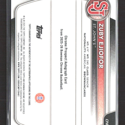 2025 Bowman Chrome Zuby Ejiofor #CPA-ZE Purple Refractor 102/250 1st Auto
