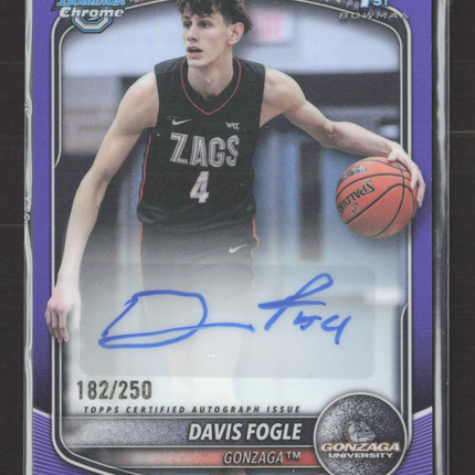 2025 Bowman Chrome University Davis Fogle #CPA-DF Purple Refractor /250 1st Auto