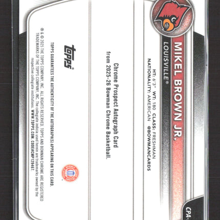 2025 Bowman Chrome University Mikel Brown Jr. #CPA-MBJ Auto
