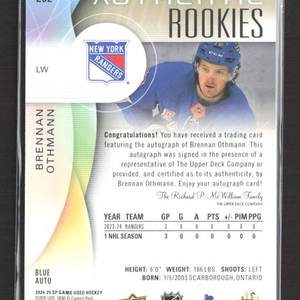 2025 Upper Deck SP Game Used Authentic Rookies Brennan Othmann #202 Blue Auto