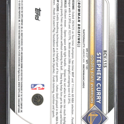 2025 Topps Bowman Chrome Stephen Curry #BCV-115 Blue Sapphire