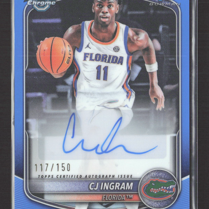 2025 Bowman Chrome University CJ Ingram #CPA-CI Blue Refractor 1st /150 Auto