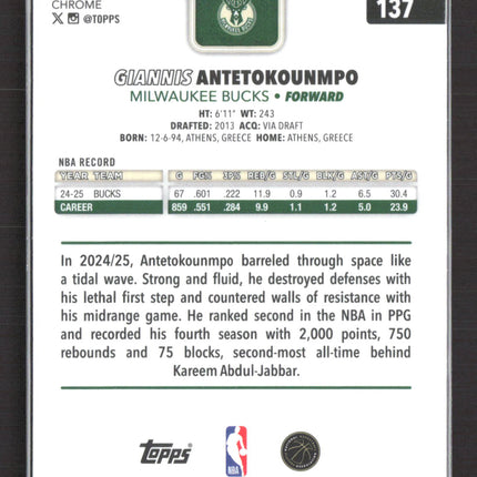 2025 Topps Chrome Giannis Antetokounmpo #137 pulsar