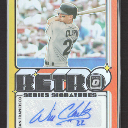 2021 Panini Donruss Optic Retro Series Will Clark #RET-WC Gold Prizm 08/10 Auto