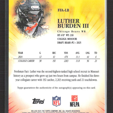 2025 Topps Finest Freshman Luther Burden III #FFA-LB Refractor RC Auto