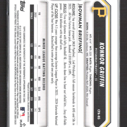 2026 Topps Bowman Chrome Konnor Griffin #CPA-KG Blue X-Fractor 055/150 Auto
