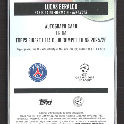 2026 Topps Finest UEFA Club Competitions Lucas Beraldo #BA-LB Auto