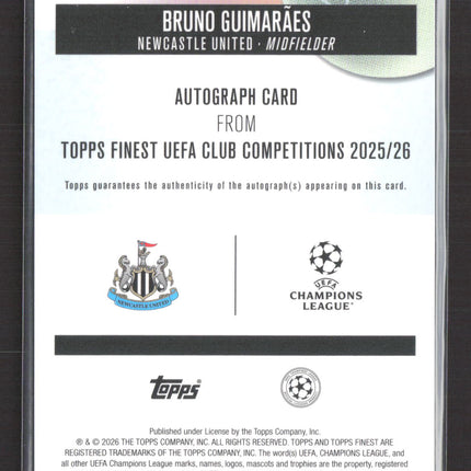 2026 Topps Finest UEFA Club Competitions Bruno Guimaraes #BA-BG 018/199 Auto