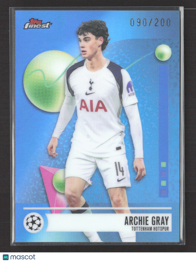 2026 Topps Finest UEFA Champions League Archie Gray #141 Blue Refractor 090/200