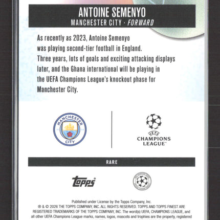2026 Topps Finest Antoine Semenyo #503 Blue Checkerboard 05/49