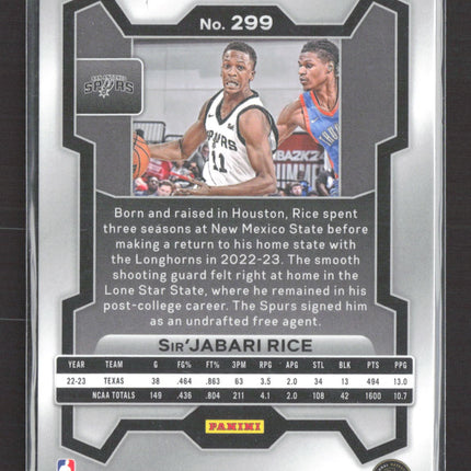 2023 Panini Prizm Sir'Jabari Rice #299 Red Sparkle RC