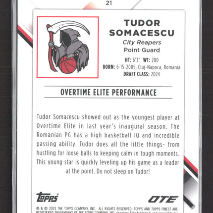2023 Topps Finest OTE Tudor Somacescu #21 Green Refractor 67/99
