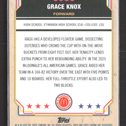 2025 Topps Chrome McDonald's All American Grace Knox #74 Purple Refractor /99