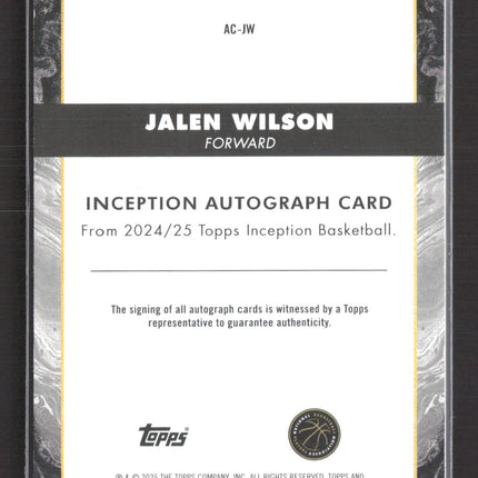 2025 Topps Inception Jalen Wilson #AC-JW Auto