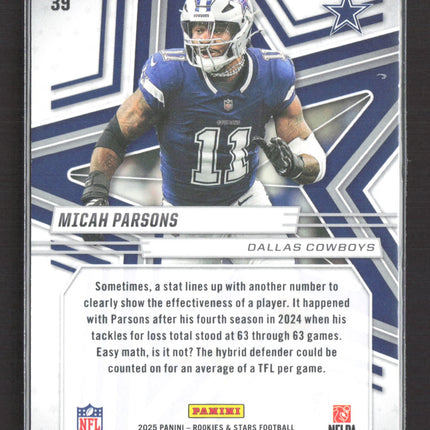 2025 Panini Rookies & Stars Micah Parsons #39 Purple 289/999