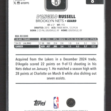 2025 Topps Flagship D'Angelo Russell #8 Gold /2025