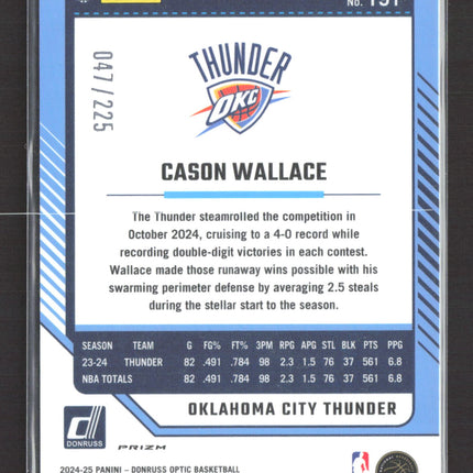 2025 Panini Donruss Optic Prizm Cason Wallace #191 Orange 047/225