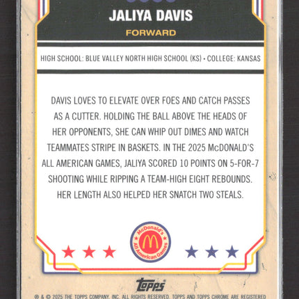 2025 Topps Chrome McDonald's All American Jaliya Davis #21 Blue Refractor 12/75