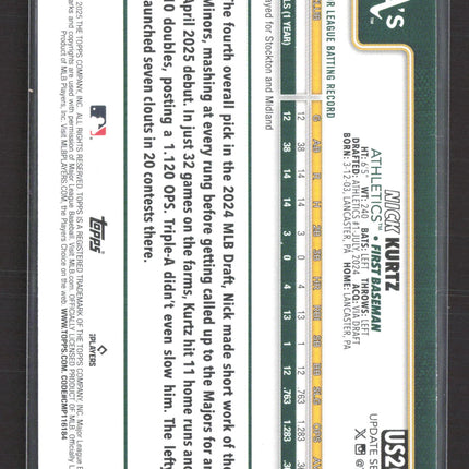 2025 Topps Update Series Nick Kurtz #US201 Silver Crackle RC