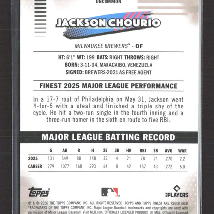 2026 Topps Finest Jackson Chourio #175 Uncommon 1/2 Tie Dye Geometric