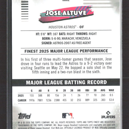 2026 Topps Finest Jose Altuve #209 Rare Black Geometric /10